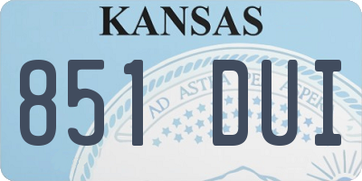 KS license plate 851DUI