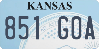 KS license plate 851GOA
