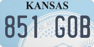 KS license plate 851GOB