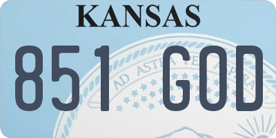 KS license plate 851GOD