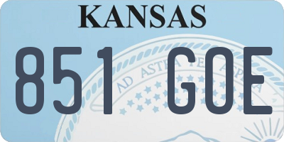KS license plate 851GOE