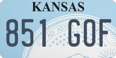 KS license plate 851GOF