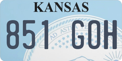 KS license plate 851GOH