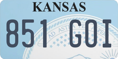 KS license plate 851GOI
