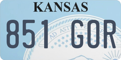KS license plate 851GOR