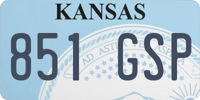 KS license plate 851GSP