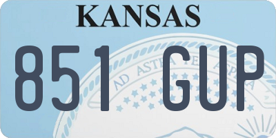 KS license plate 851GUP