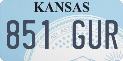 KS license plate 851GUR