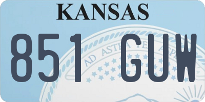 KS license plate 851GUW