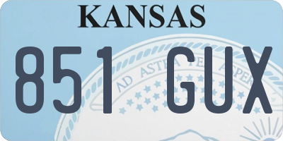 KS license plate 851GUX