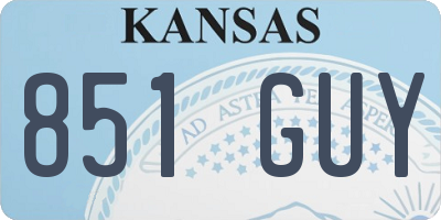 KS license plate 851GUY