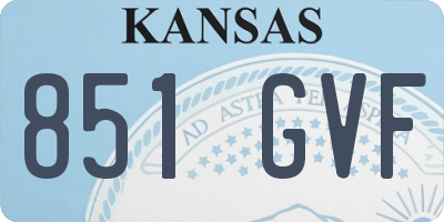 KS license plate 851GVF