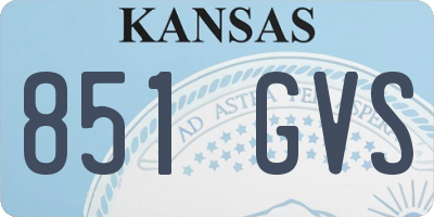 KS license plate 851GVS