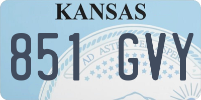 KS license plate 851GVY