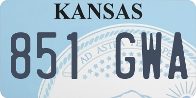 KS license plate 851GWA