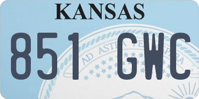 KS license plate 851GWC