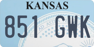KS license plate 851GWK