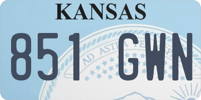 KS license plate 851GWN