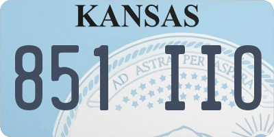 KS license plate 851IIO