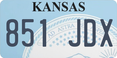 KS license plate 851JDX