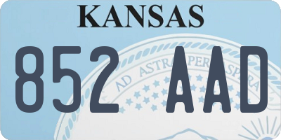 KS license plate 852AAD