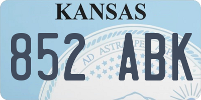 KS license plate 852ABK