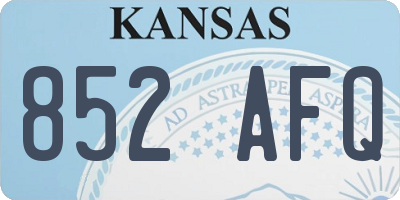 KS license plate 852AFQ