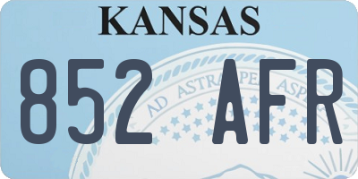 KS license plate 852AFR