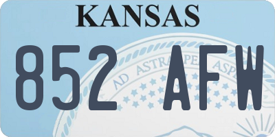 KS license plate 852AFW