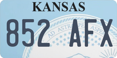 KS license plate 852AFX