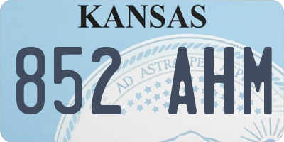 KS license plate 852AHM