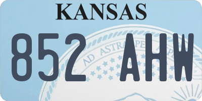 KS license plate 852AHW