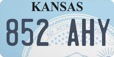 KS license plate 852AHY