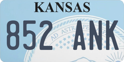 KS license plate 852ANK
