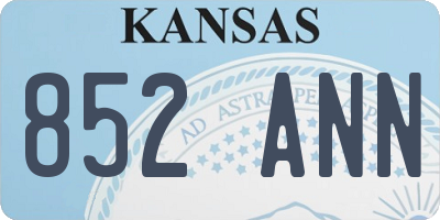 KS license plate 852ANN