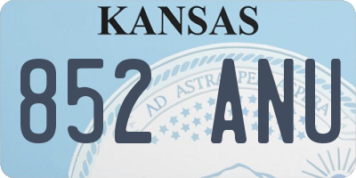 KS license plate 852ANU