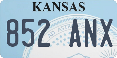 KS license plate 852ANX