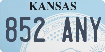 KS license plate 852ANY
