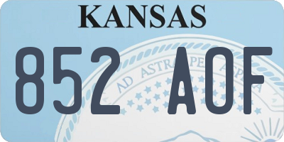 KS license plate 852AOF