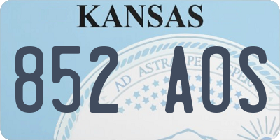 KS license plate 852AOS