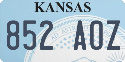 KS license plate 852AOZ