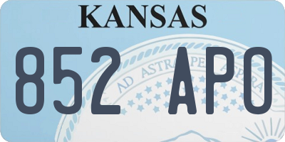 KS license plate 852APO