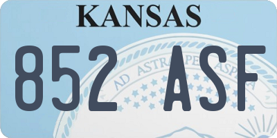 KS license plate 852ASF