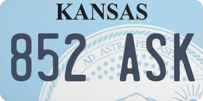 KS license plate 852ASK