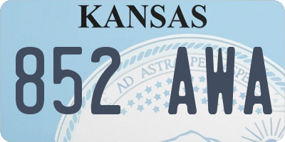 KS license plate 852AWA