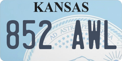 KS license plate 852AWL