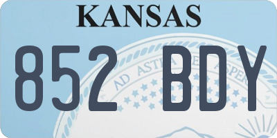 KS license plate 852BDY