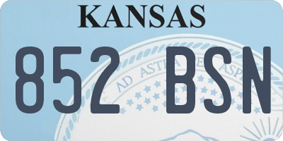KS license plate 852BSN