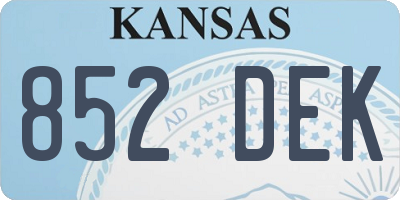 KS license plate 852DEK