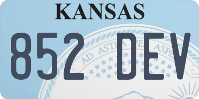 KS license plate 852DEV